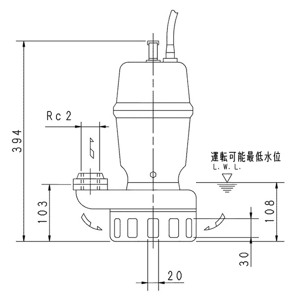 荏原 エバラ 【50DN6.4】 雑排水ポンプ 三相 0.4kW 2極 60Hz モータ駆動 非自動形