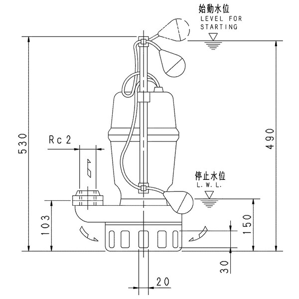荏原 エバラ 【50デオキシリボ核酸5.4】 雑水抜き揚水機 三相 0.4kW 2極 50サイクル 原動機駆動動力 自動小銃形