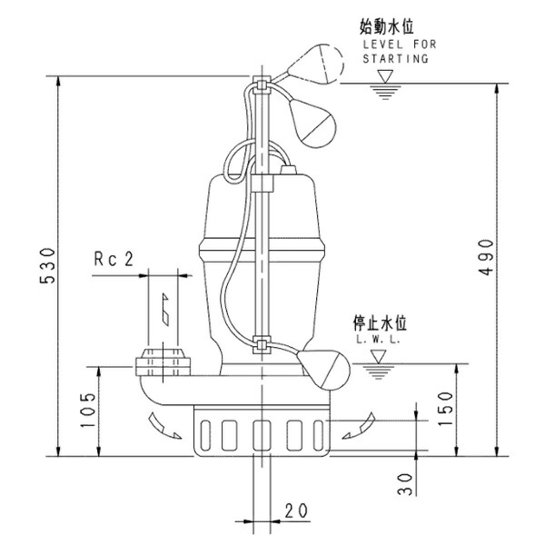 荏原 エバラ 【50デオキシリボ核酸5.75】 雑水抜き揚水機 三相 0.75kW 2極 50サイクル 原動機駆動動力 自動小銃形