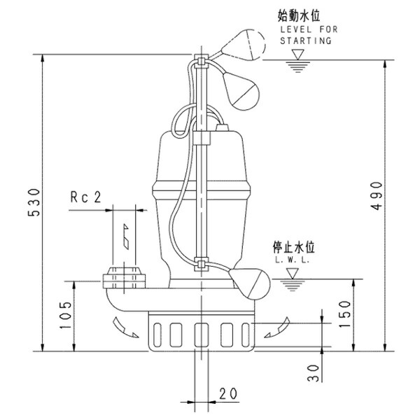 荏原 エバラ 【50デオキシリボ核酸6.75】 雑水抜き揚水機 三相 0.75kW 2極 60サイクル 原動機駆動動力 自動小銃形