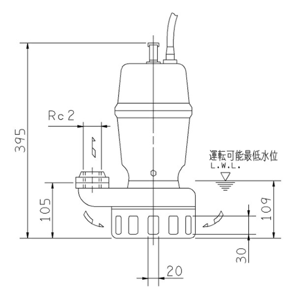 荏原 エバラ 【50DNH6.75】 雑水抜き揚水機 三相 0.75kW 2極 60サイクル 原動機駆動動力 非自動小銃形(高液温操作手順)