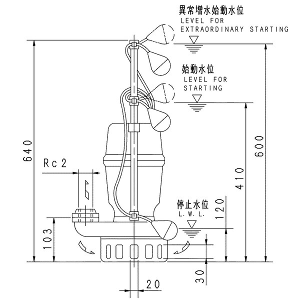 荏原 エバラ 【50DNJ5.4】 雑水抜き揚水機 三相 0.4kW 2極 50サイクル 原動機駆動動力 自動小銃代わり代わり形