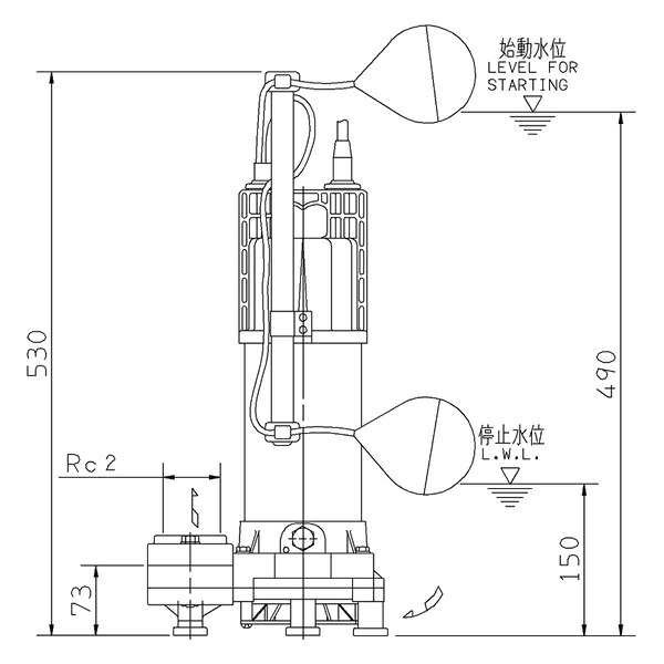 荏原 エバラ 【50DWSA6.75B】 雑水抜き揚水機 三相 0.75kW 2極 60サイクル 原動機駆動動力 自動小銃形 その他-木材・建築資材・設備