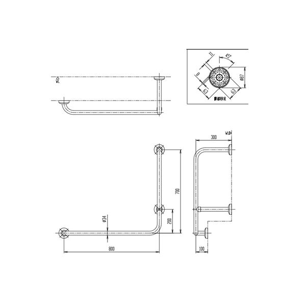 INAX LIXIL【KF-922AER80J】※多用途用手すり Ｌ型９２２タイプ トイレ アクセサリー 受注生産品 リクシル