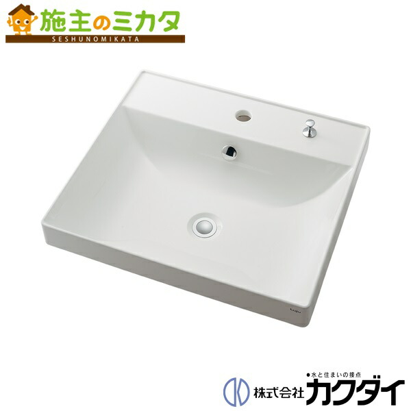 カクダイ KAKUDAI※メーカー直送のみ※【493-182H】※角型洗面器／／１ホール・ポップアップ独立つまみタイプ