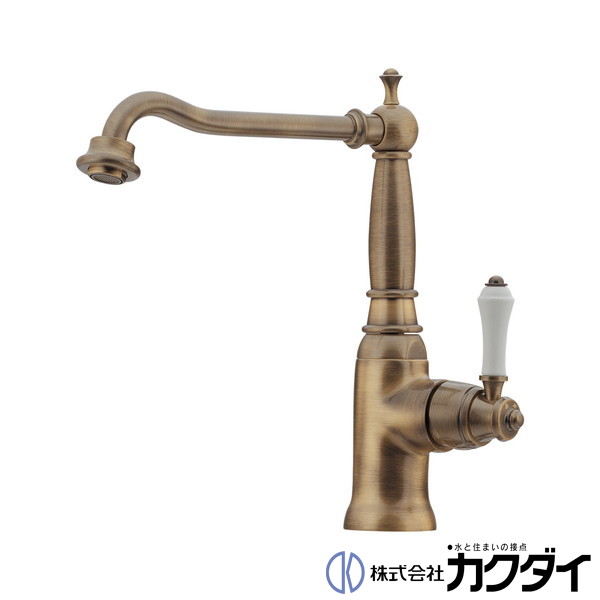 カクダイ KAKUDAI【117-130K-AB】シングルレバー混合栓 オールドブラス