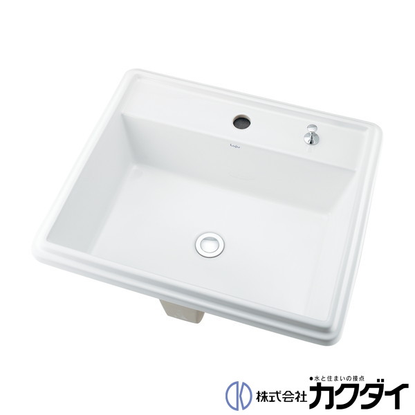 カクダイ KAKUDAI※メーカー直送のみ※【493-151H】※角型洗面器 1ホール･ワイヤー操作