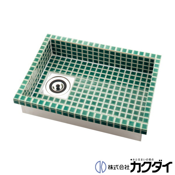 カクダイ KAKUDAI※メーカー直送のみ※【493-213-GR】※食洗面器(タイル貼リ) クロムグリーン