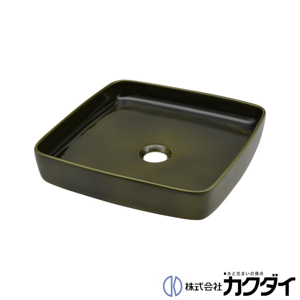 カクダイ KAKUDAI※メーカー直送のみ※【493-232-GR】※角型手洗器 茶 陶器製（美濃焼）｜施主のミカタ