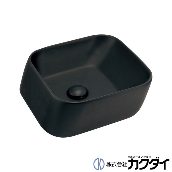カクダイ KAKUDAI※メーカー直送のみ※【493-239-D】※角型手洗器 マットブラック 陶器製|施主のミカタ