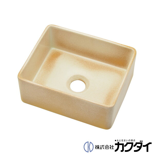 カクダイ KAKUDAI※メーカー直送のみ※【493-249-W】※角型手洗器 江 陶器製（美濃焼）