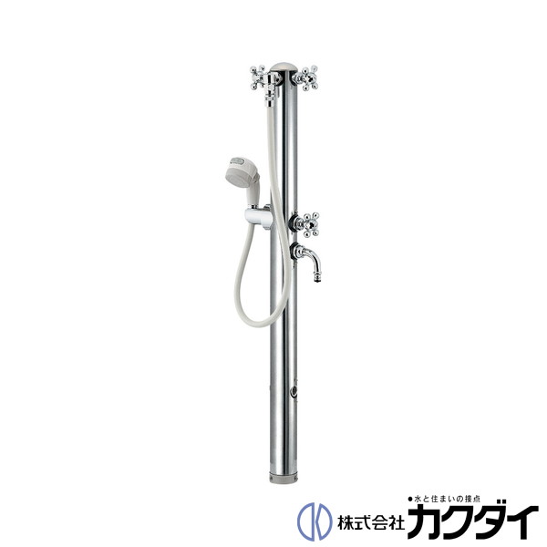 カクダイ KAKUDAI【624-207】ステンレス双口シャワー混合栓柱(ペット用)|施主のミカタ