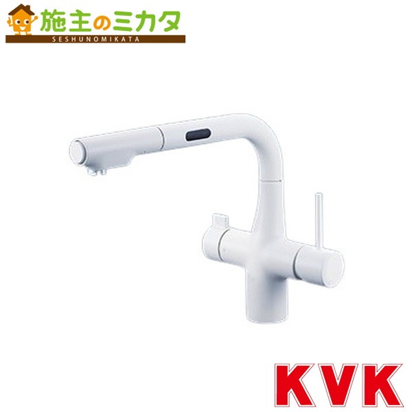 KVK【KM6131DECM4】ビルトイン浄水器用シングルシャワー付混合栓（センサー付）（ｅレバー）　電池　マットホワイト 混合水栓 蛇口
