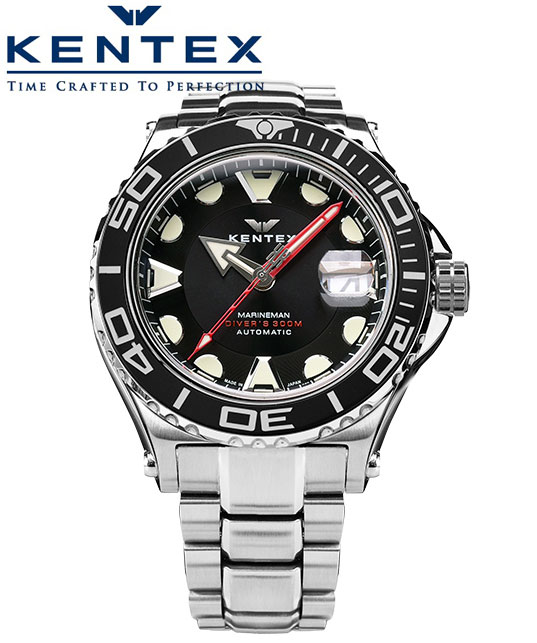 【先着でケンテックス・セルベットをプレゼント】 ケンテックス KENTEX 腕時計 自動巻き マリンマン シーアングラー ブラック MARINEMAN SEA ANGLER 300M防水本格ダイバーズウォッチ S706X-01 国内正規品 送料無料