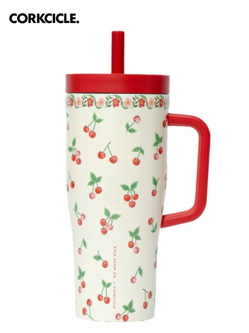 CORKCICLE コークシクル Cruiser - 22薬局衡オンス Rifle Paper - Cherries タンプラー 吸い筒  今めかしい マイ瓶 保冷 保温 軽さ ステンレス鋼瓶 今めかしい アウトドア 余暇 難民キャンプ グランピング
