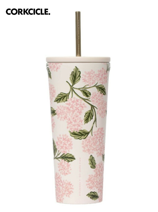 【貨物輸送無料】CORKCICLE コークシクル Cold Cup - 24薬局衡オンス Rifle Paper - Pink Hydrangea タンプラー 吸い筒  今めかしい マイ瓶 保冷 保温 軽さ ステンレス鋼瓶 今めかしい アウトドア 余暇 難民キャンプ グランピング