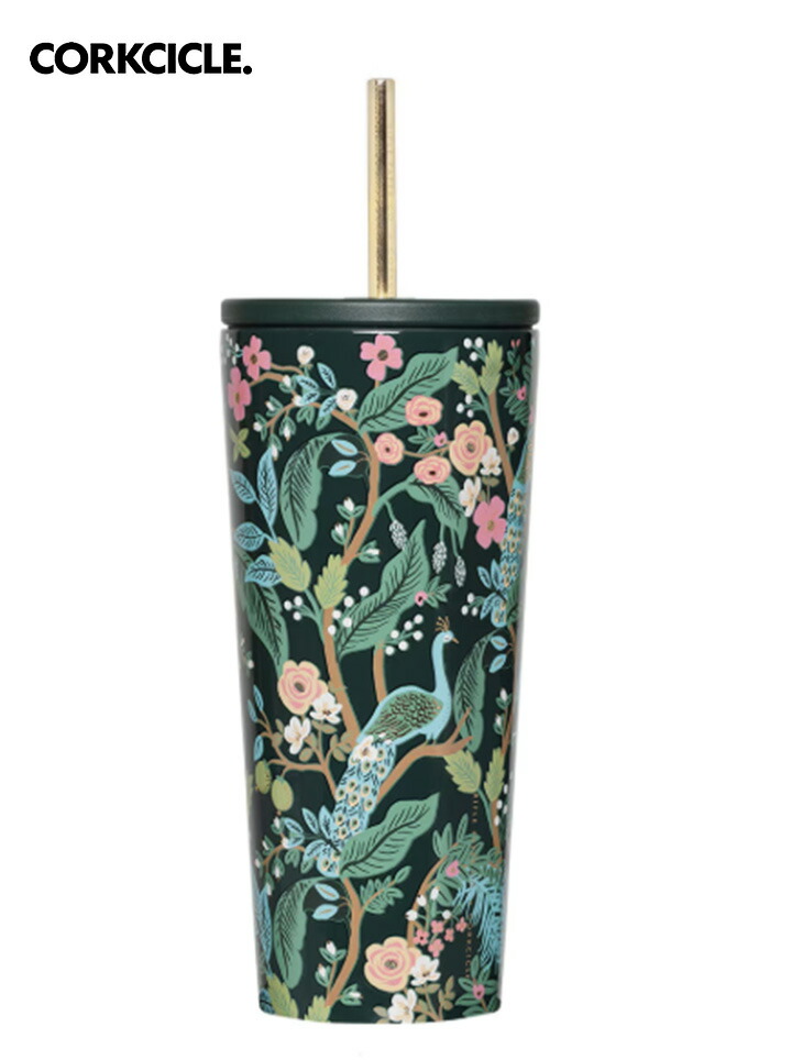 【貨物輸送無料】CORKCICLE コークシクル Cold Cup - 24薬局衡オンス Rifle Paper - Peacock Blue  タンプラー 吸い筒  今めかしい マイ瓶 保冷 保温 軽さ ステンレス鋼瓶 今めかしい アウトドア 余暇 難民キャンプ グランピング