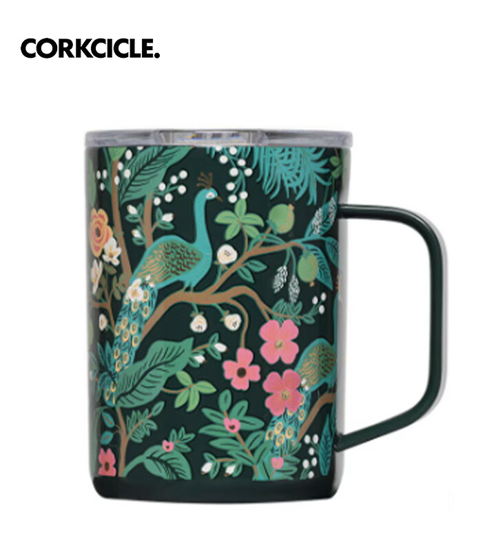 【貨物輸送無料】CORKCICLE コークシクル Mug - 16薬局衡オンス Rifle Paper 水呑み 吸い筒  今めかしい マイ瓶 保冷 保温 軽さ ステンレス鋼瓶 今めかしい アウトドア 余暇 難民キャンプ グランピング