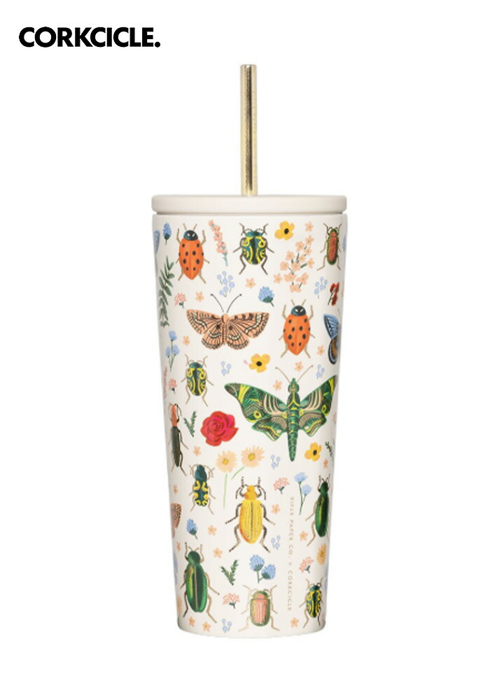 CORKCICLE コークシクル Cold Cup - 24薬局衡オンス Rifle Paper - Curio Cream  タンプラー 吸い筒  今めかしい マイ瓶 保冷 保温 軽さ ステンレス鋼瓶 今めかしい アウトドア 余暇 難民キャンプ グランピング