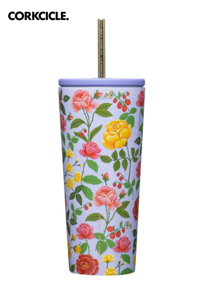 CORKCICLE コークシクル Cold Cup - 24薬局衡オンス Rifle Paper - Roses Purple  タンプラー 吸い筒  今めかしい マイ瓶 保冷 保温 軽さ ステンレス鋼瓶 今めかしい アウトドア 余暇 難民キャンプ グランピング