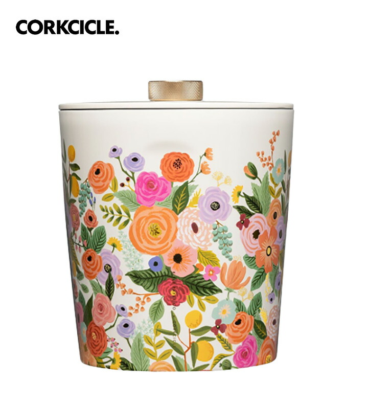 CORKCICLE コークシクル Ice Bucket - Rifle Paper - Garden Party Cream 内燃機関井戸釣瓶 今めかしい 保冷 保温 軽さ ステンレス鋼瓶 今めかしい アウトドア 余暇 難民キャンプ グランピング
