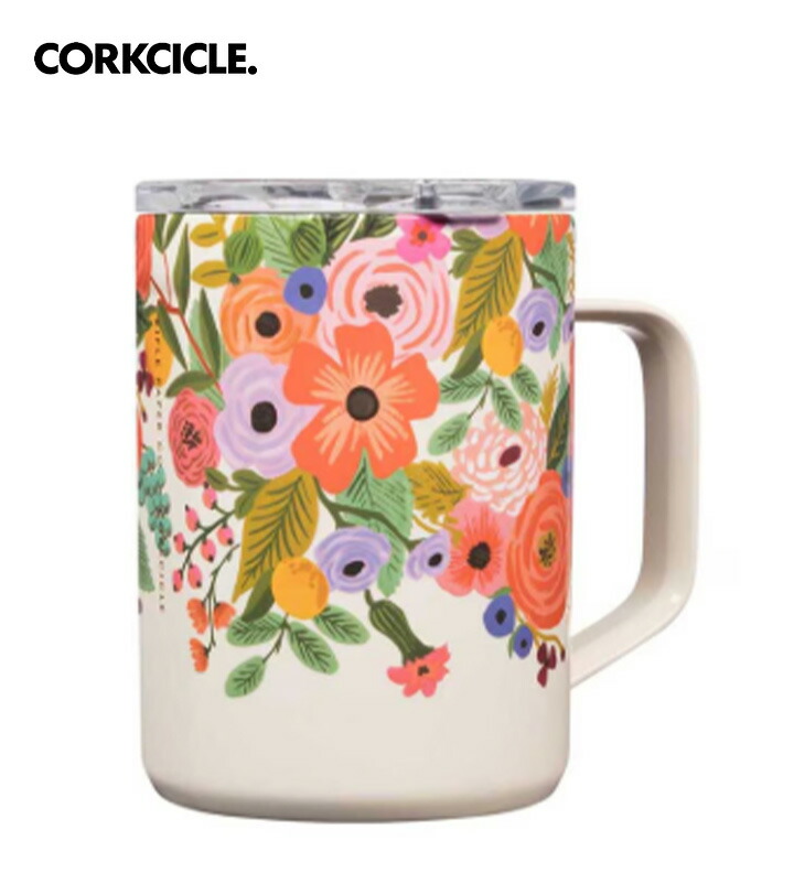 CORKCICLE コークシクル Mug - 16薬局衡オンス Rifle Paper 水呑み 吸い筒  今めかしい マイ瓶 保冷 保温 軽さ ステンレス鋼瓶 今めかしい アウトドア 余暇 難民キャンプ グランピング