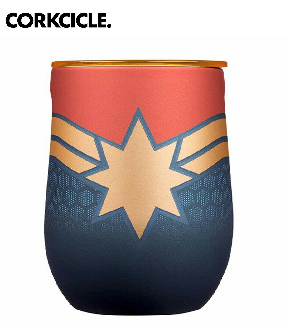 CORKCICLE コークシクル Stemless - 12oz Marvel - Captain Marvel マーベル 水筒 おしゃれ マイボトル 保冷 保温 軽量 ステンレスボトル おしゃれ アウトドア レジャー キャンプ グランピング