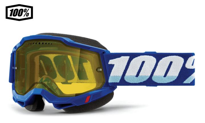 【送料無料】100％ ワンハンドレットパーセント　ACCURI 2・・　モトクロス/スノーモービル用ゴーグル ブルー／イエローレンズ　1s50021-00002
