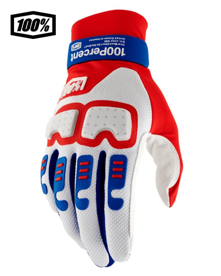 【送料無料】100％ ワンハンドレットパーセント LANGDALE モトクロス／MTB／BMX用グローブ　Red/White/Blue　1s10029-00006