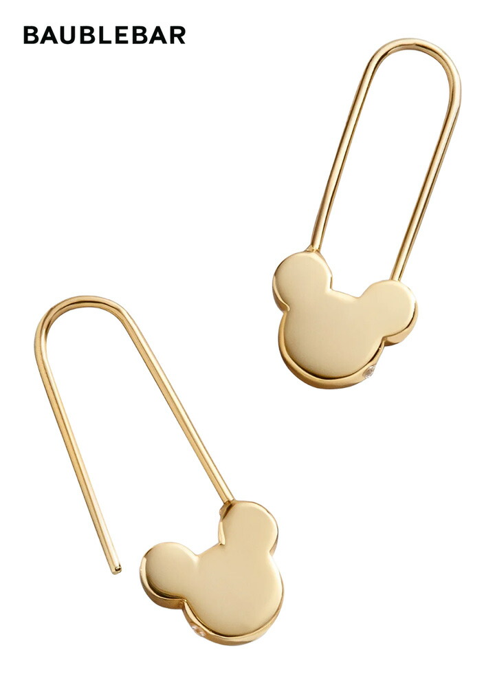BaubleBar バウブルバー Disney Mickey Mouse Disney 18K Gold Sterling Silver Safety Pin Earrings ミッキーマウス ディズニー 18Kゴールド スターリングシルバー 安全ピンイヤリング アクセサリー プレゼント レディース ディスニー