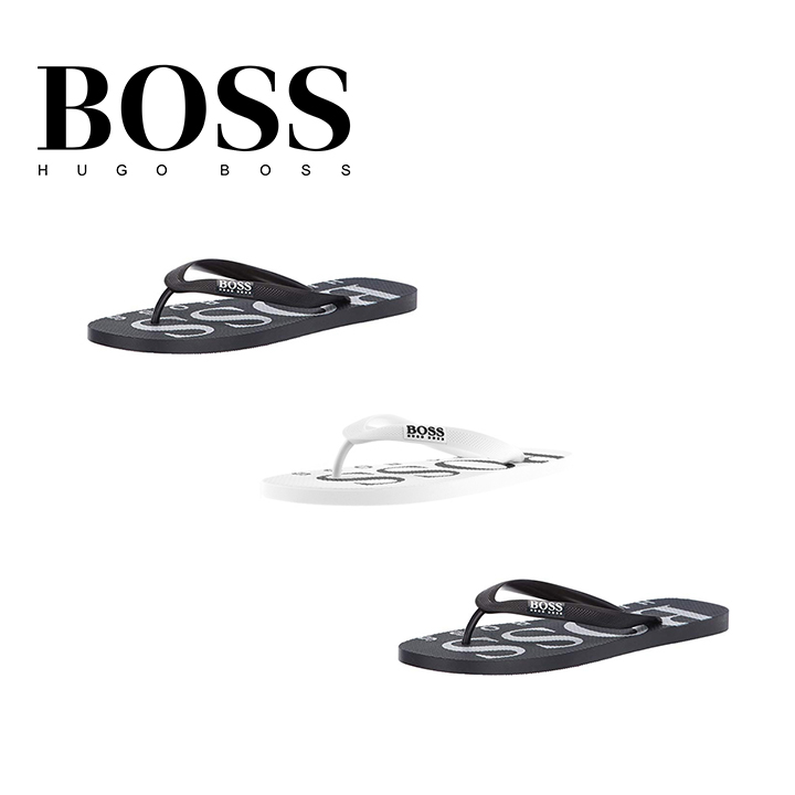 white hugo boss flip flops