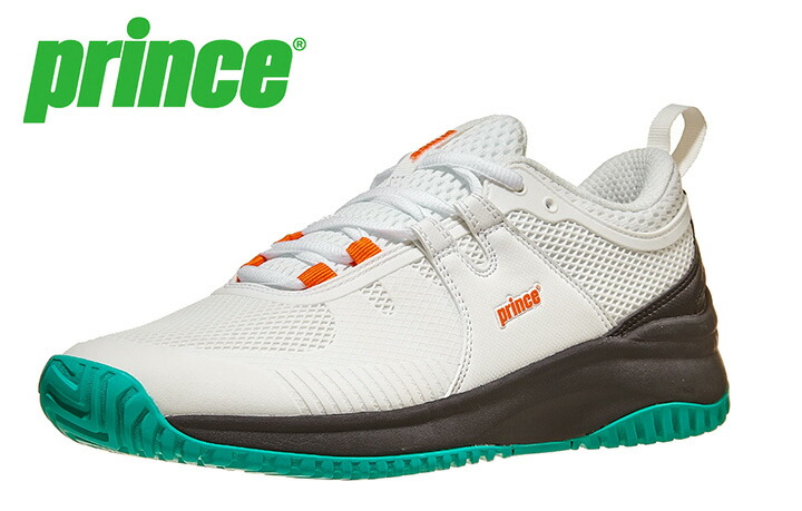 Prince 大公 Prince Venom White/Black/Teal メンズ 庭球シューズ(外国で置き目品) 庭球シューズ 靴 庭球用 庭球 訓練を受ける 競り合い 運動すること