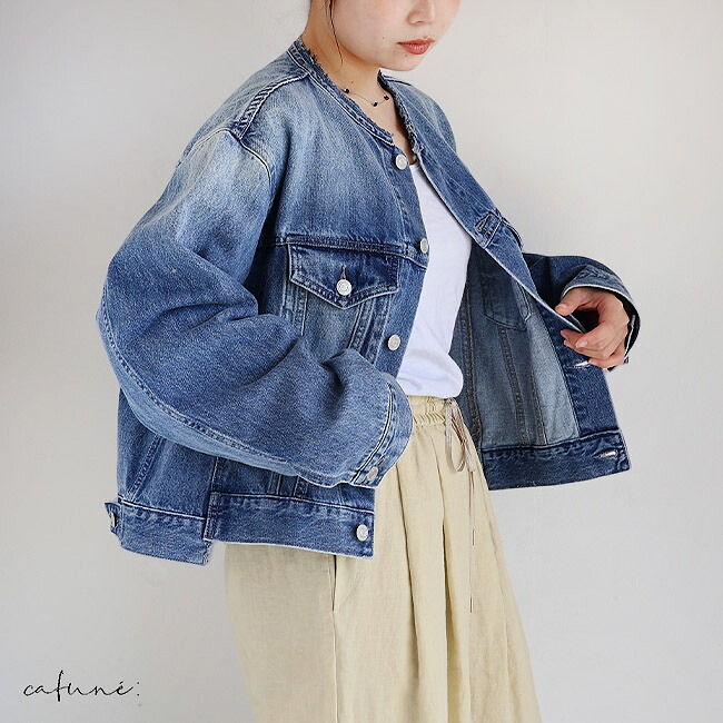 【新作】PASSIONE(パシオーネ)ノーカラーデニムジャケット 635402(インディゴ)(全1色)レディース(38)(F)ソノリテ(sonorite)パシオーネ カフネ カジュアル カーディガン 羽織 春 ジャケット デニムジャケット|Sonorite
