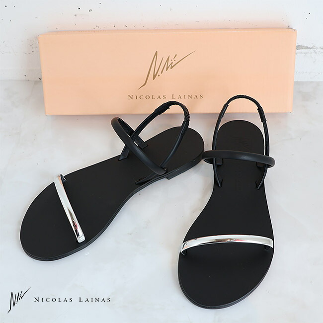 【新作】NICOLAS LAINAS（ニコラスライナス）エコレザーストラップサンダル 41L-T(黒いこと)(全1色)(35)(36)(37)(38)(39)(レディース)ソノリテ（sonorite) 心地よい なめし革シューズ サンダル 滑っこいサンダル 今めかしい 置き目踵