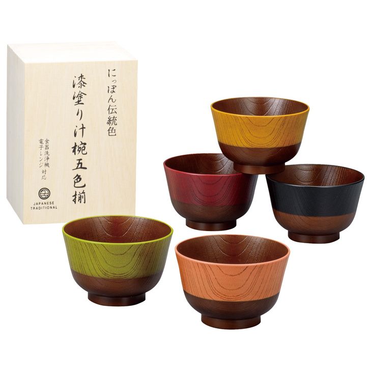 赤い汁椀 漆塗り　5こセット w766_03.jpg