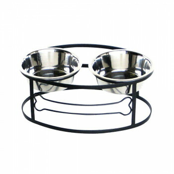 正規輸入品 ペッツストップ(Pets Stop) フードスタンド ボーンダブルダイナー ブラック M RDB3M-BONE