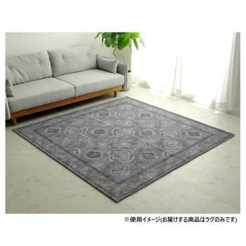 オリエンタルラグ アラベスク柄 約185&times;185cm 約2畳 グレー 4984009 [ラッピング不可][代引不可][同梱不可]｜イースクエア