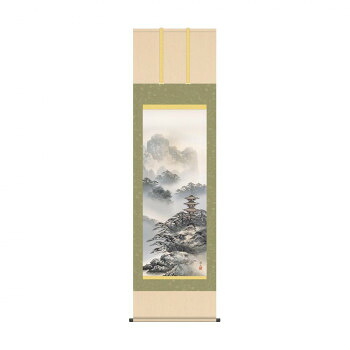 掛軸 伊藤渓山紫山塔景 54.5×190cm KZ2B7-001|イースクエア