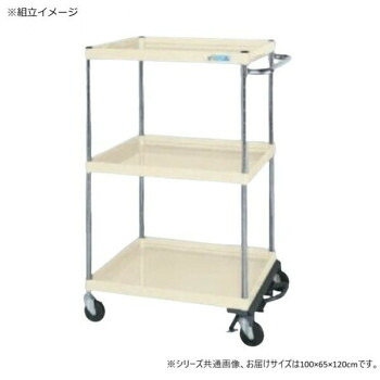 サカエ CSパールワゴン中量タイプ フットブレーキ付 アイボリー CSP-10123BRNUI [ラッピング不可][代引不可][同梱不可]