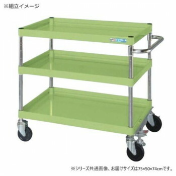 サカエ CSパールワゴン中量タイプ フロアストッパー付 グリーン CSP-7573FSSE [ラッピング不可][代引不可][同梱不可]