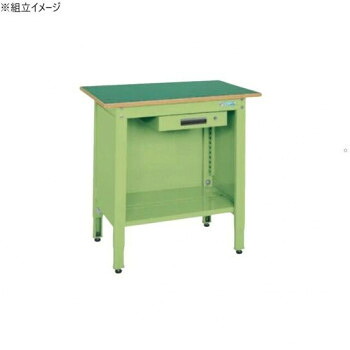 サカエ 一人用作業台 高さ調整タイプ 900×600×800mm グリーン 引出し1段付 TCP-096A [ラッピング不可][代引不可][同梱不可]