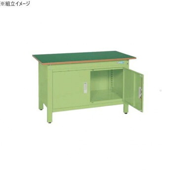 サカエ 軽量一人用作業台扉付 サカエリューム天板 1200×600×740mm グリーン CP-126DR [ラッピング不可][代引不可][同梱不可]