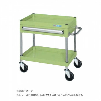 サカエ CSパールワゴン中量タイプ 引出し付 グリーン CSP-7562ASE [ラッピング不可][代引不可][同梱不可]
