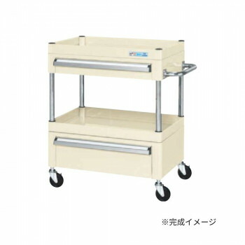 サカエ CSパールワゴン中量タイプ 引出し付 アイボリー CSP-6072AC2I [ラッピング不可][代引不可][同梱不可]