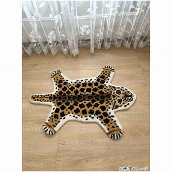インド製ラグ Animal mat アニマルマット Leopard/BE ヒョウベージュ 80×100 [ラッピング不可][代引不可][同梱不可]