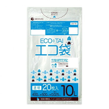 ECO TAI エコ袋 10L LN-15 透明 20枚&times;50冊 [ラッピング不可][代引不可][同梱不可]｜イースクエア