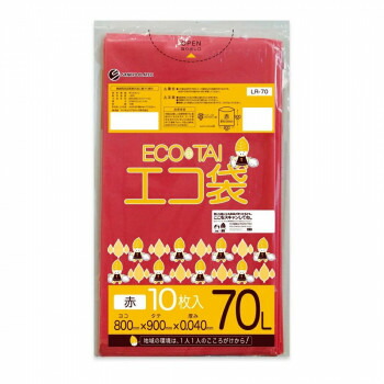 ECO TAI エコ袋 70L LR-70 レッド 10枚×40冊 [ラッピング不可][代引不可][同梱不可]