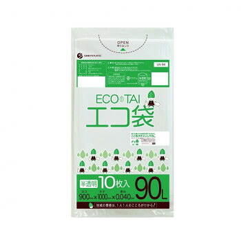 ECO TAI エコ袋 90L LN-94 半透明 10枚&times;30冊 [ラッピング不可][代引不可][同梱不可]｜イースクエア