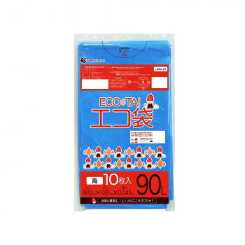 ECO TAI エコ袋 90L LMN-91 青 10枚&times;30冊 [ラッピング不可][代引不可][同梱不可]｜イースクエア
