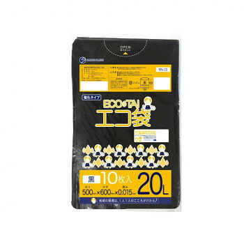 ECO TAI エコ袋 20L KN-22 黒 10枚&times;100冊 [ラッピング不可][代引不可][同梱不可]｜イースクエア